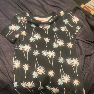 Black T-Shirt with Palm Tree Print